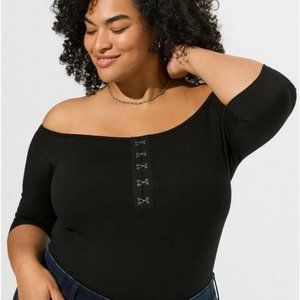 Black off the shoulders cute fitted long top brand new never worn